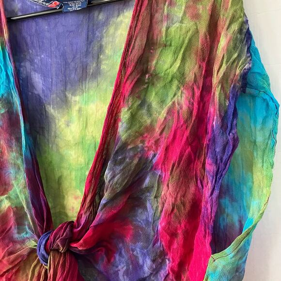Tie dye gauzy coverup boho fairycore hippie - Picture 4 of 9